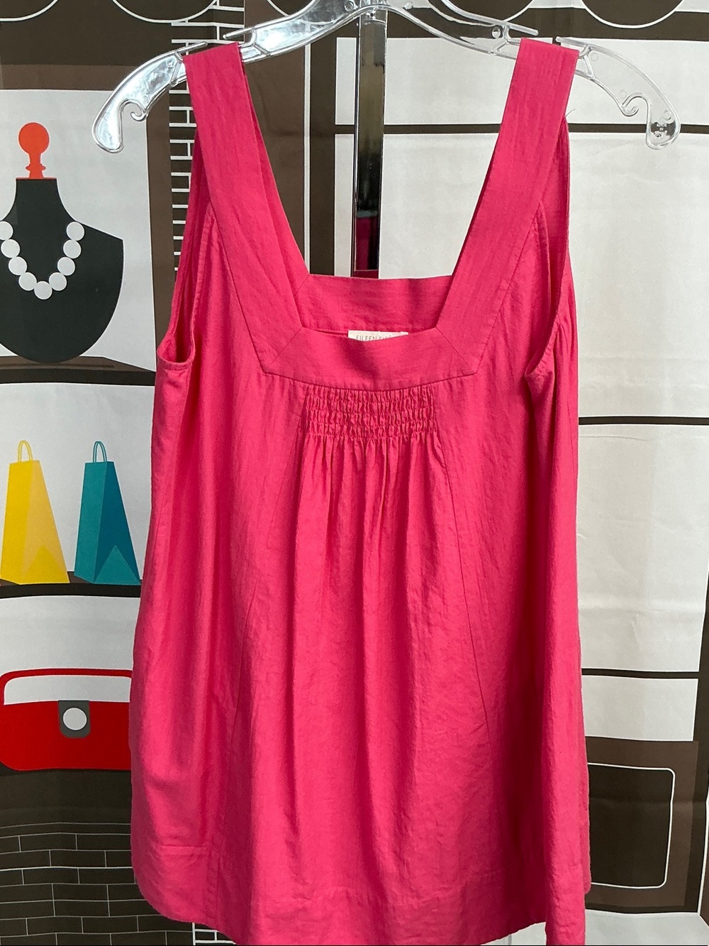 Eileen Fisher Hot Pink Square-Neck Tank Size XS.  #2283